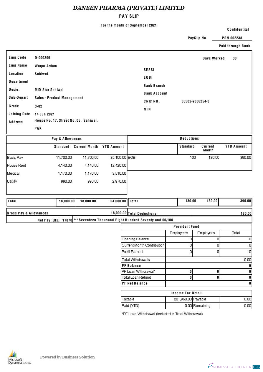 Download Daneen Pharma payslip template in Word and PDF formats.pdf, 1 Photoshop template